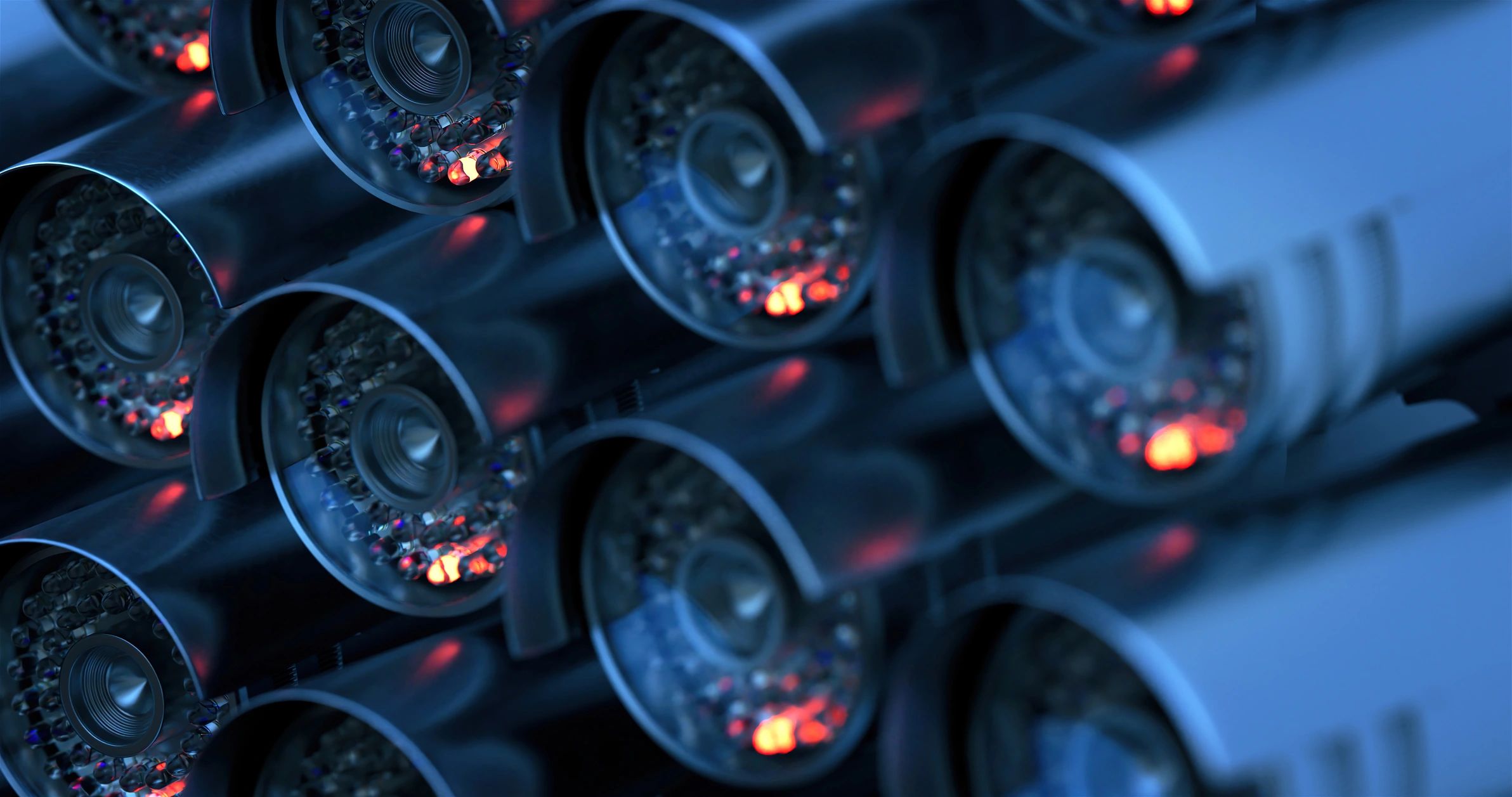 Outdoor surveillance camera system on building exterior