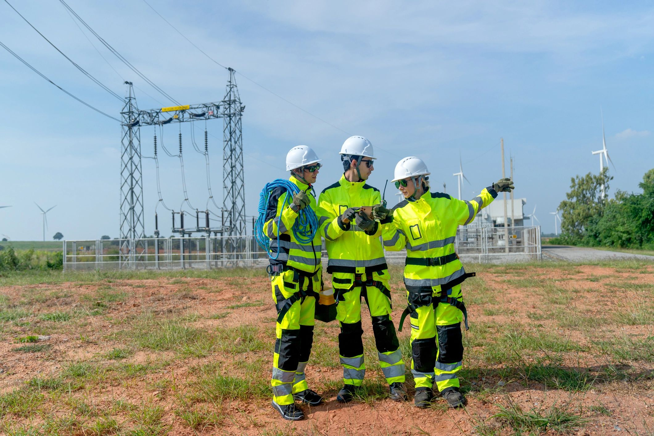 Field team collaborating on an infrastructure project