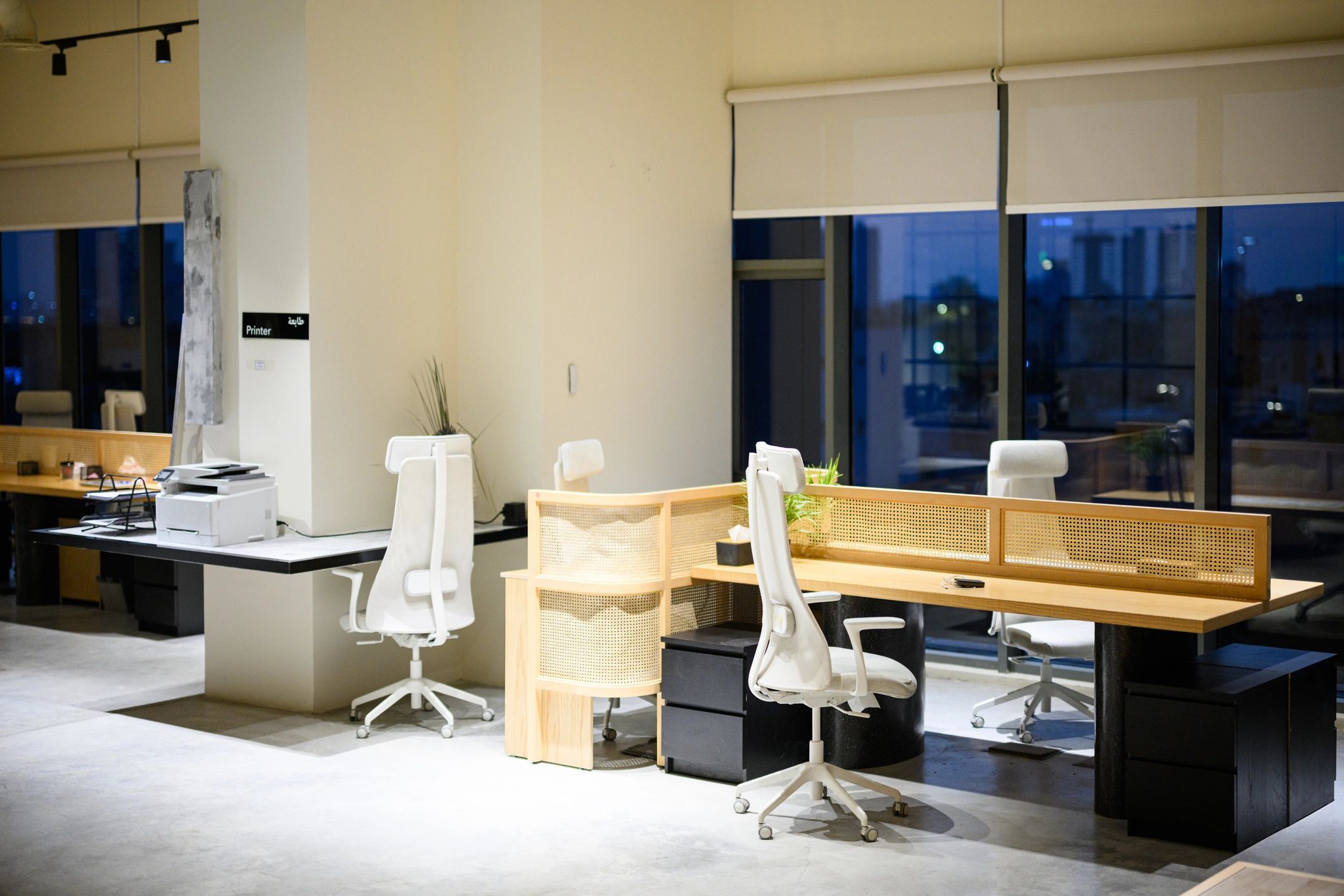 Modern office interior representing commercial wireless network installation