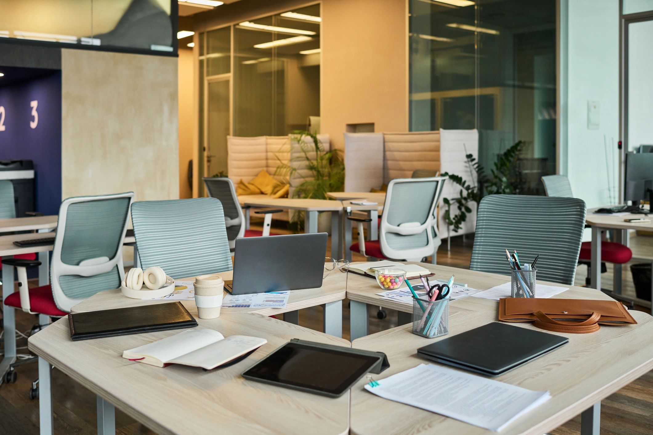 Open plan office workspace representing multi-floor office coverage project